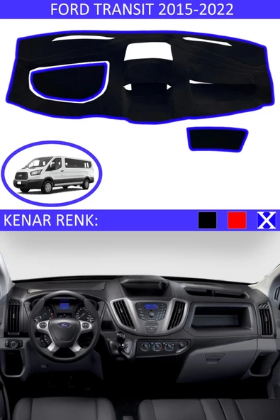 GUERRINO Torpido Koruma Halısı Siyah Kenar Renk Mavi Ford Transit 2015-2022 ile Uyumlu ürün görseli