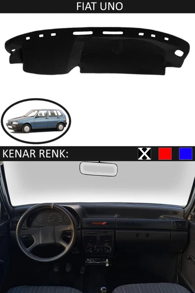 GUERRINO Torpido Koruma Halısı Siyah Kenar Renk Siyah Fiat Uno ile Uyumlu