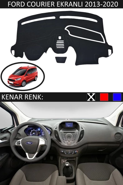 GUERRINO Torpido Koruma Halısı Siyah Kenar Renk Siyah Ford Courier Ekranlı 2013-2020 ile Uyumlu