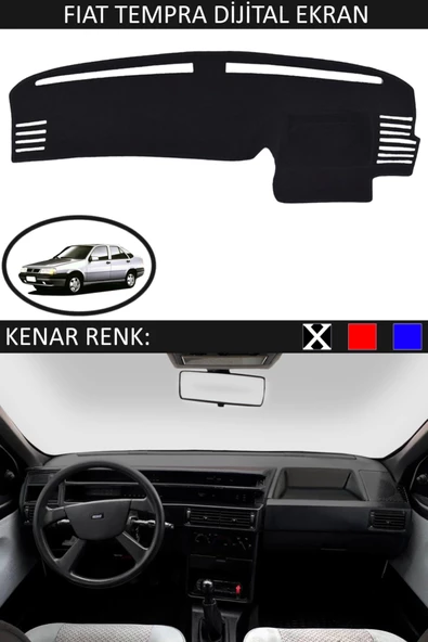 GUERRINO Dijital Ekran Torpido Koruma Halısı Siyah Kenar Renk Siyah Fiat Tempra ile Uyumlu ürün görseli