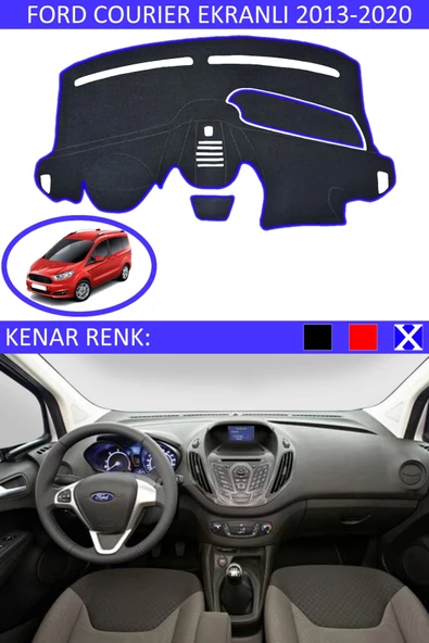 GUERRINO Torpido Koruma Halısı Siyah Kenar Renk Mavi Ford Courier Ekranlı 2013-2020 ile Uyumlu ürün görseli