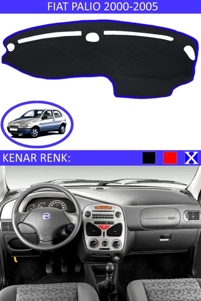 GUERRINO Torpido Koruma Halısı Siyah Kenar Renk Mavi Fiat Palio 2000-2005 ile Uyumlu