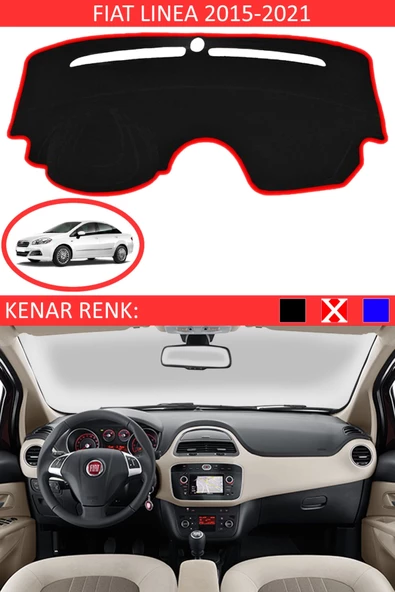 GUERRINO Torpido Koruma Halısı Siyah Kenar Renk Kırmızı Fiat Linea 2015-2020 ile Uyumlu ürün görseli