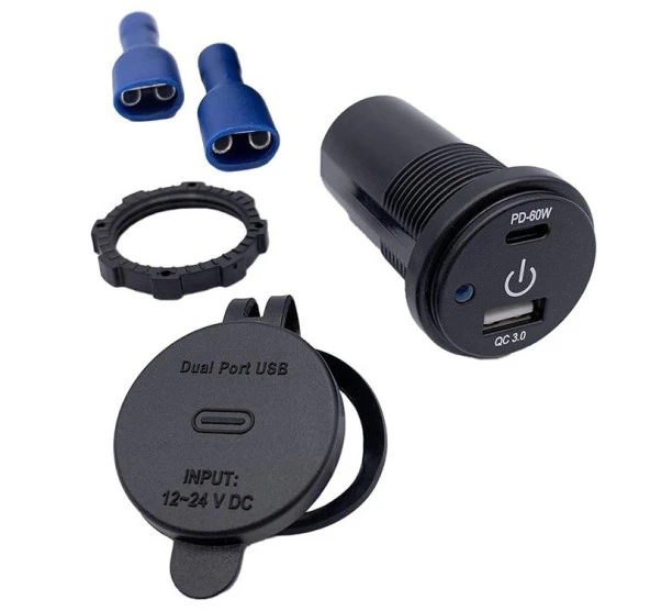 Dokunmatik Switchli USB + Type-C 12-24V Şarj Soketi - Resim 3