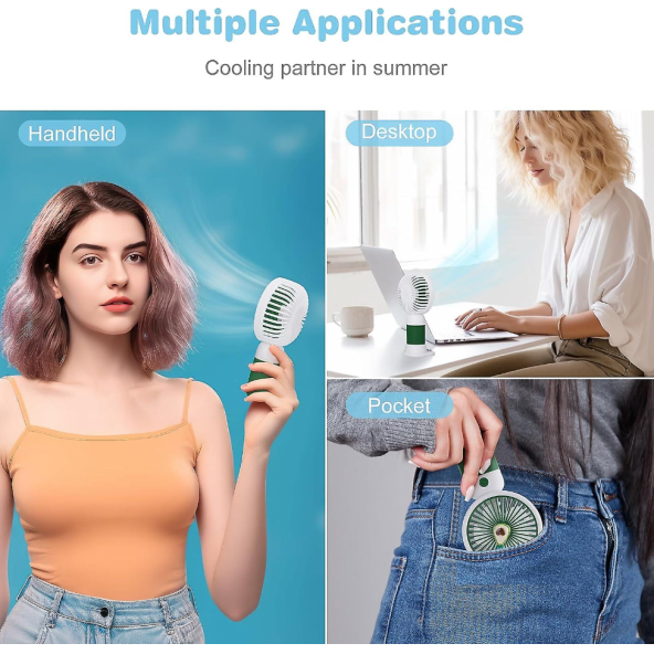 Sevimli Meyve Tasarımlı El Fanı Taşınabilir, Çocuklar İçin  Şarj Edilebilir Fan (avokado Yeşili) - 5