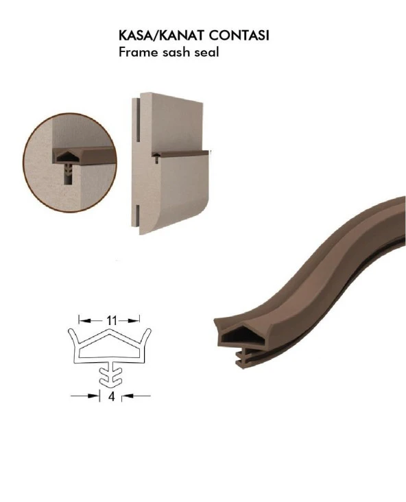 Contacall Ahşap Kapı Fitili Ahşap Kapı Contası Krem 25 Metre Ortadan Tırnaklı AKC-11 - 2