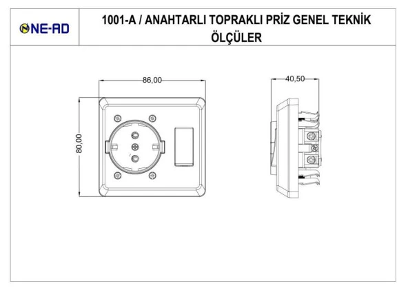 Ne-Ad Anahtarlı Topraklı Priz - 3