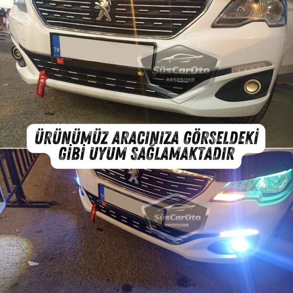 Citroen C Elysee 2012-2023 Uyumlu Üniversal Mercekli Angel Sis Farı Metal Su Geçirmez 76 mm Mavi Halkalı Gündüz Farı Angel Eyes 2 Adet - Resim 3