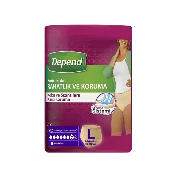 Depend Emici Külot Kadın Large ( Büyük Boy ) 9 Adet