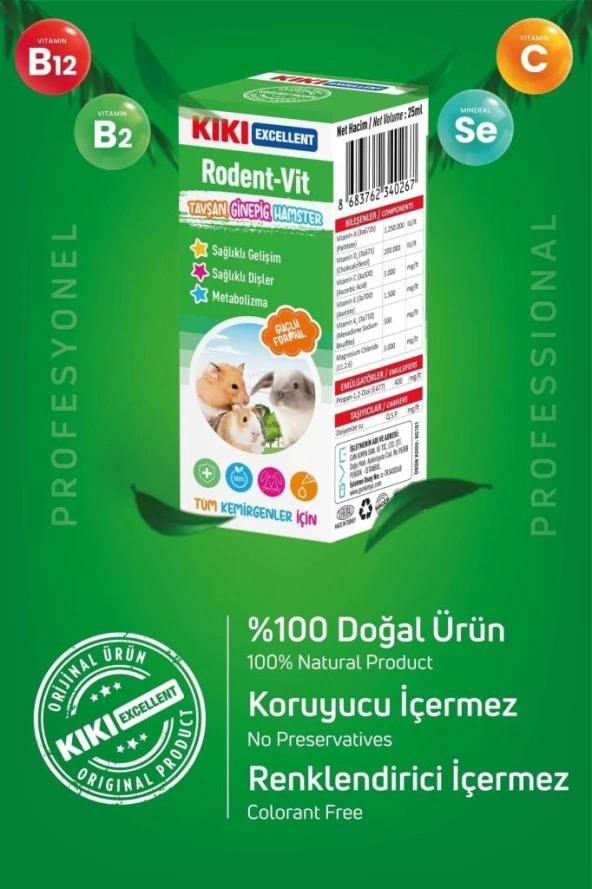 KIKI Kemirgen Rodent-Vit Vitamin Desteği 25ml - 3