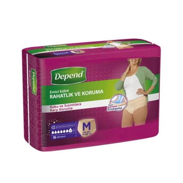 Depend Emici Külot Hasta Bezi Kadın Medium ( Orta Boy ) 16 Lı