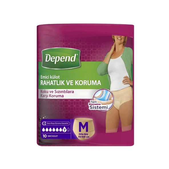 Depend Orta Boy (M) 10'lu Kadın Emici Külot