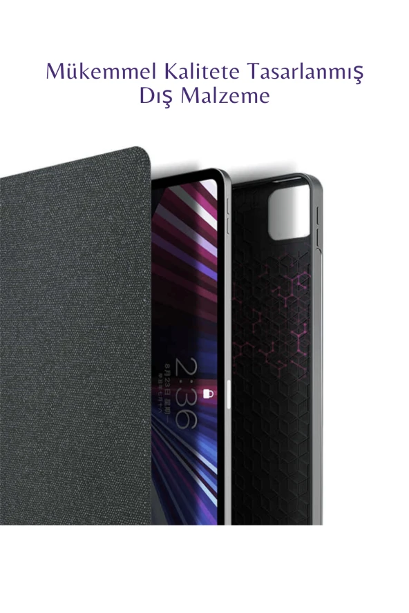 iPad Air 13 2024 A2898 - A2899 Uyumlu Fuchsia Touch Pad Bluetooth Klavyeli Standlı Mıknatıslı Kılıf - Resim 6