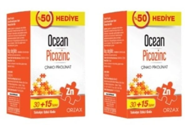 Ocean Picozinc 30 Tablet + 15 Tablet Hediye 2 Adet