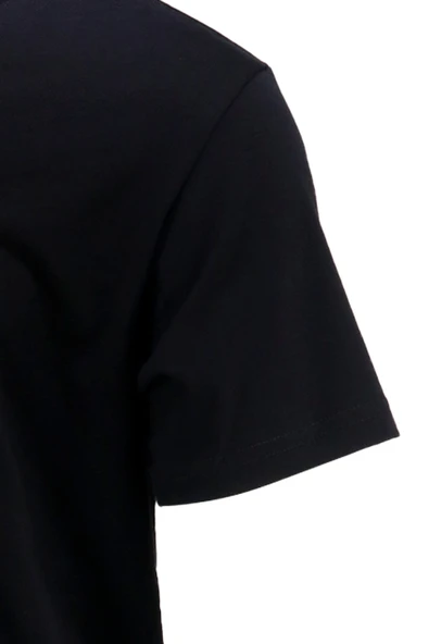 Erkek Bisiklet Yaka Standart Fit Göğüs Baskılı Siyah T-Shirt - 3