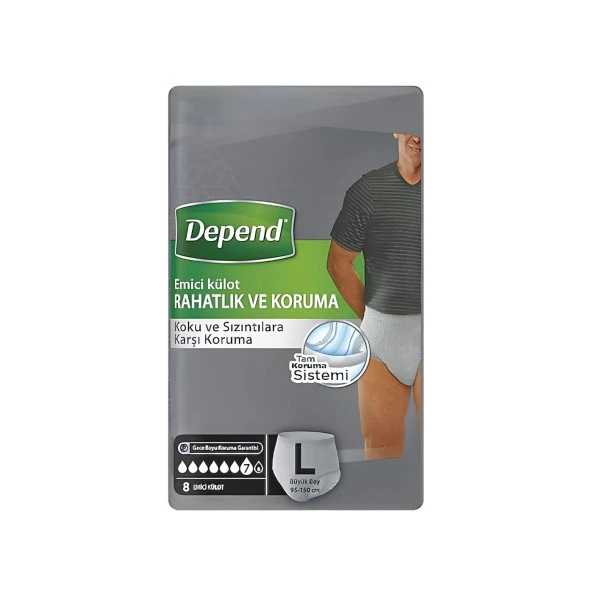 Depend Erkek Emici Külot Large ( Büyük Boy ) 8'li