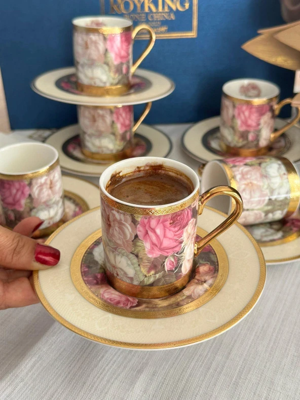 Türk Kahve Fincanı Red Rose 6 Kişilik 12 Parça - 2