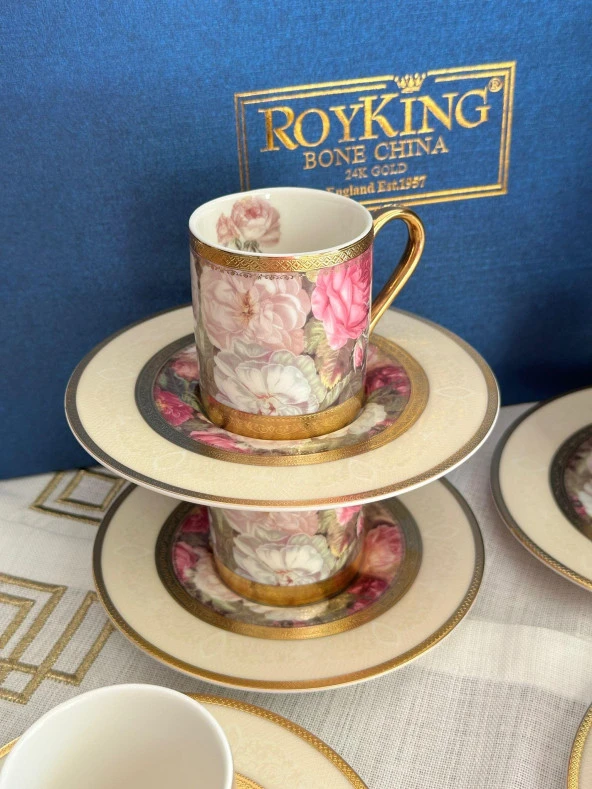 Türk Kahve Fincanı Red Rose 6 Kişilik 12 Parça - 4