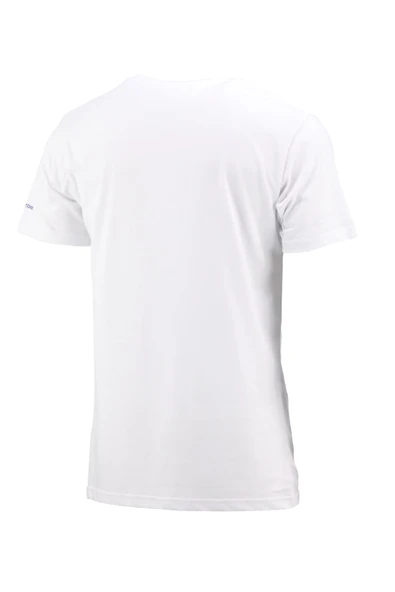 Erkek Bisiklet Yaka Standart Fit Göğüs Baskılı Beyaz T-Shirt - Resim 4