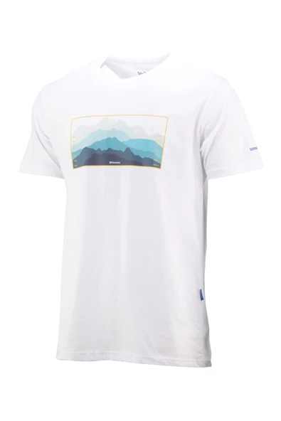 Erkek Bisiklet Yaka Standart Fit Göğüs Baskılı Beyaz T-Shirt ürün görseli 1