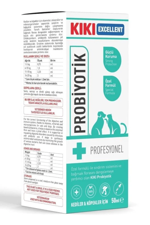KIKI Excellent Kedi ve Köpek İçin Probiyotik Şurup 50 ml