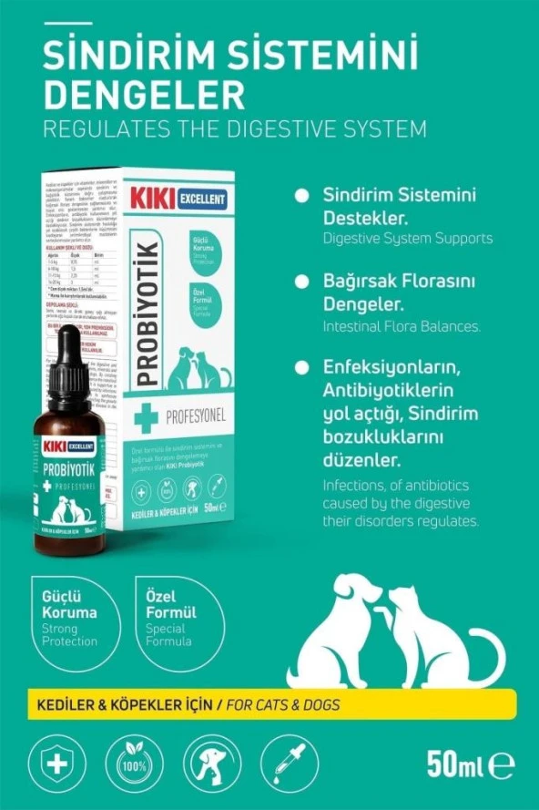 KIKI Excellent Kedi ve Köpek İçin Probiyotik Şurup 50 ml - 2