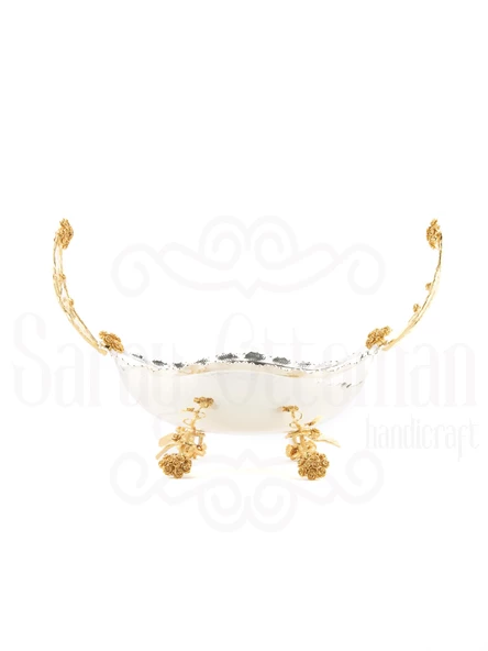 Bakır Ayaklı Meyvelik Drajelik Lokumluk Aksesuar Çikolatalık Söz Nişan Çikolatalığı Gondol