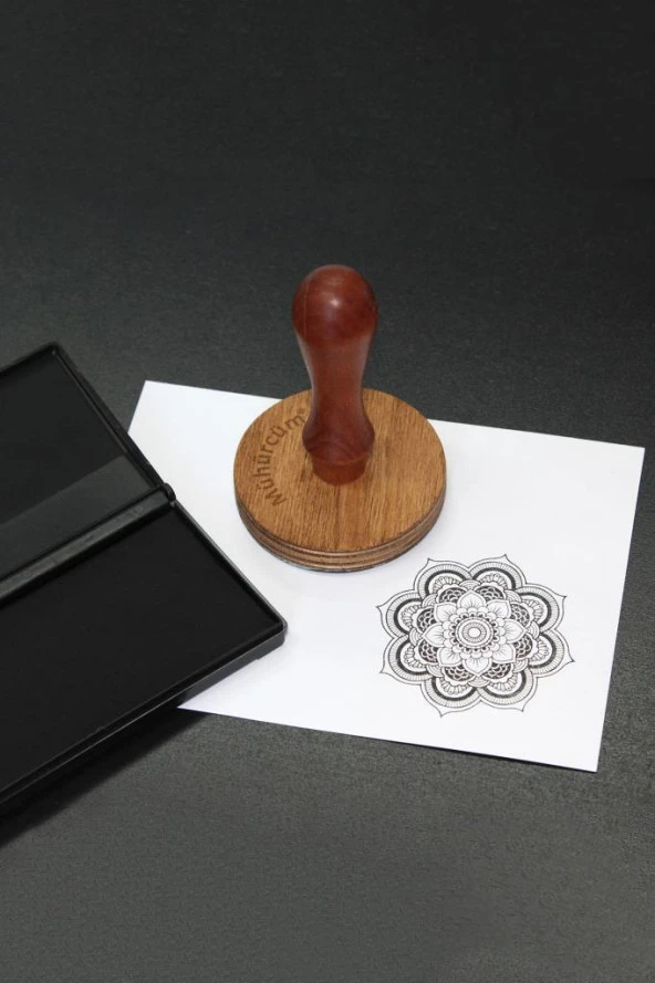 Mühürcüm Kişiye Özel Ahşap Kitap Mührü Damga Yuvarlak 4,5 cm Çapında MADKM045 - 7