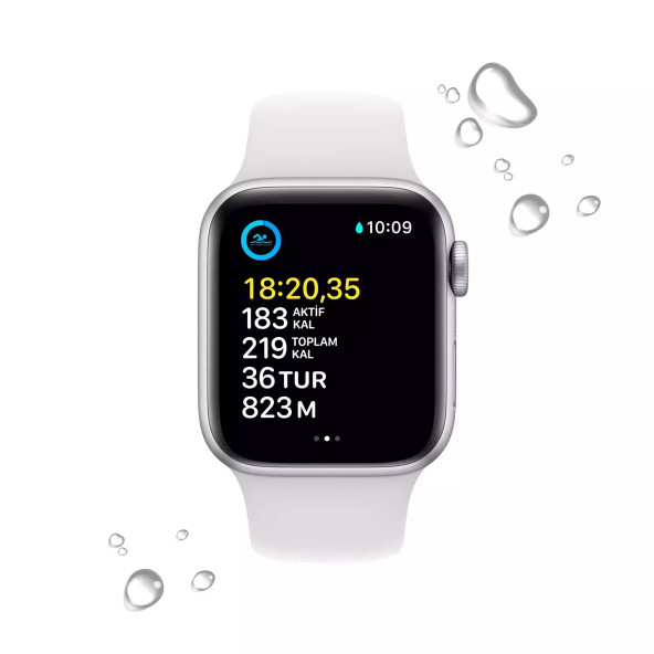 Apple Watch SE GPS + Cellular 40mm Gümüş Alüminyum Kasa - Beyaz Spor Kordon MNPP3TU/A-Teşhir - 4