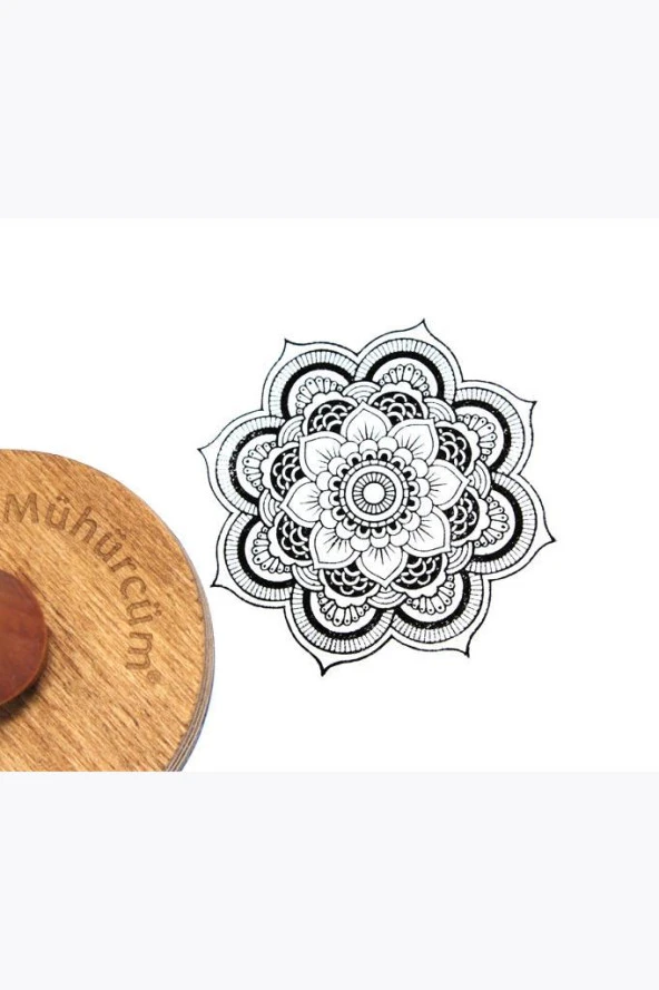 Mühürcüm Kişiye Özel Ahşap Mühür Damga 8 cm çap Yuvarlak MAD8 - 5