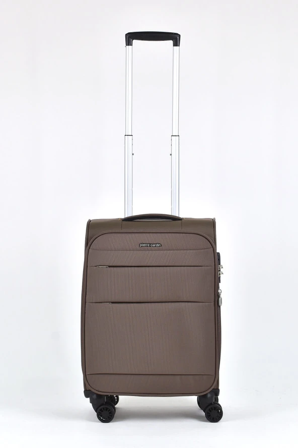 Pierre Cardin Ultra Light Hafif Lüx Kumaş 2'li Valiz Seti Büyük Boy - Kabin Boy Kahve PC4200 - 4