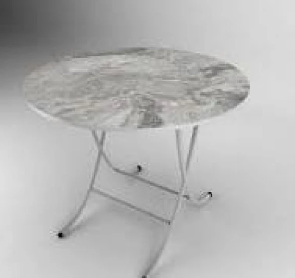 Mermer Desenli Katlanır 80 Cm Yuvarlak Suntalam Masa - Resim 2