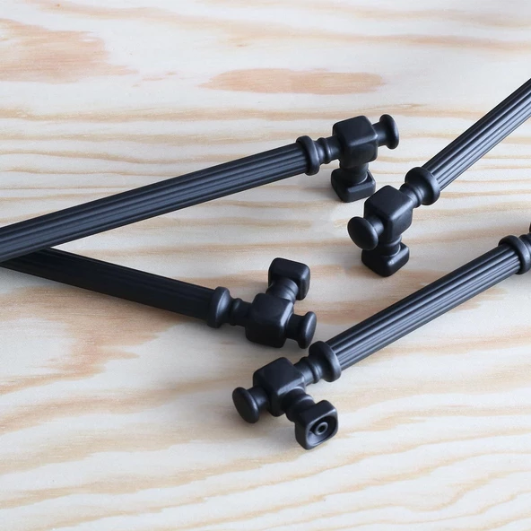 Talas Mat Siyah Çizgili Metal Kulp 128 mm 12.8 cm Mobilya Çekmece Mutfak Dolabı Dolap Kapak Kulpları - 6