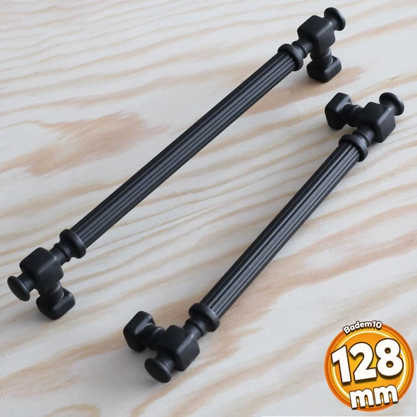 Talas Mat Siyah Çizgili Metal Kulp 128 mm 12.8 cm Mobilya Çekmece Mutfak Dolabı Dolap Kapak Kulpları