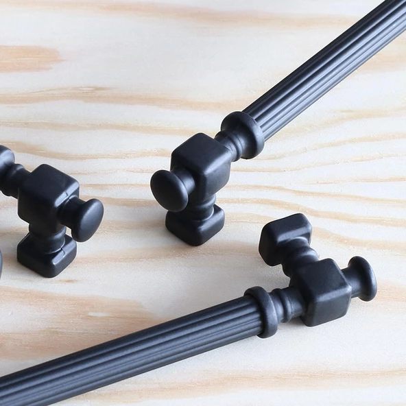 Talas Mat Siyah Çizgili Metal Kulp 224 mm 22.4 cm Mobilya Mutfak Dolap Çekmece Dolabı Kapak Kulpları - 6