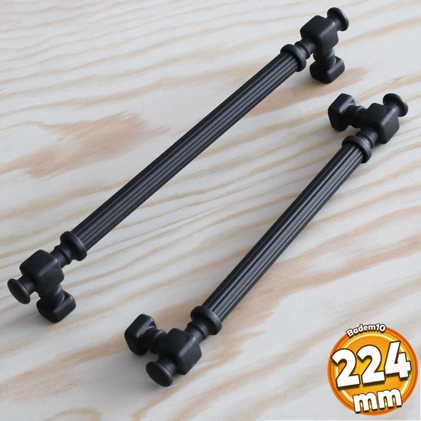 Talas Mat Siyah Çizgili Metal Kulp 224 mm 22.4 cm Mobilya Mutfak Dolap Çekmece Dolabı Kapak Kulpları