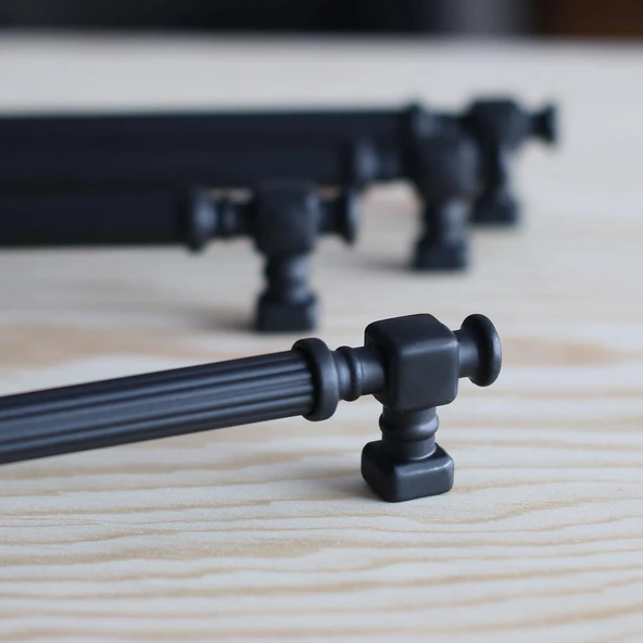 Talas Mat Siyah Çizgili Metal Kulp 192 mm 19.2 cm Mutfak Dolap Çekmece Mobilya Dolabı Kapak Kulpları - Resim 6