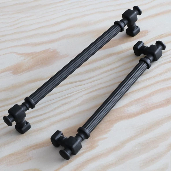 Talas Mat Siyah Çizgili Metal Kulp 192 mm 19.2 cm Mutfak Dolap Çekmece Mobilya Dolabı Kapak Kulpları - Resim 8