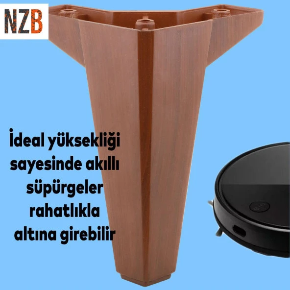 Mobilya TV Ünitesi Çekyat Koltuk Kanepe Destek Ayağı 15 cm Ahşap Desenli Baza Ayak 6'lı Set - Resim 7