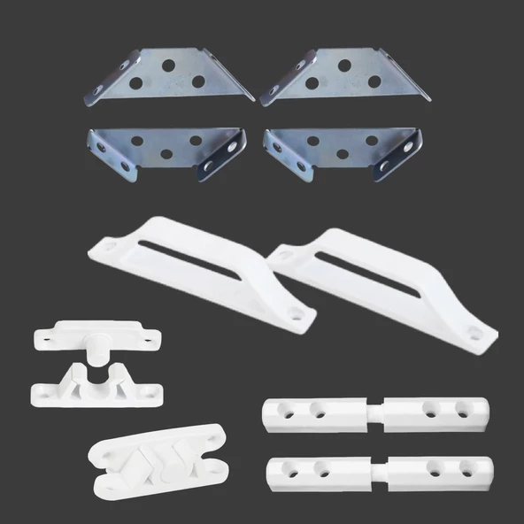 Pimapen PVC Pencere Kapı Sineklik Çerçeve Montaj Seti Plastik Kol Menteşe Çıt Çıt Tutamak 10'lu Set - Resim 2