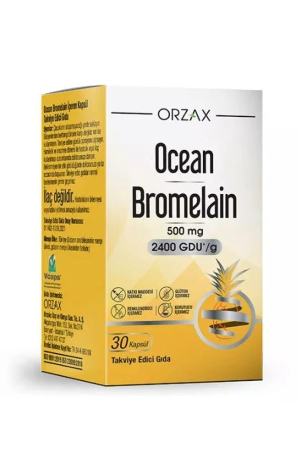 Ocean Bromelain 500 Mg Takviye Edici Gıda 30 - SKT:05/2027