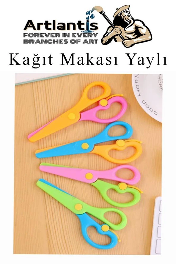 Renkli Kağıt Makası 1 Adet Plastik Yaylı Küt Uç Korumalı Okul Makası Çocuk Makası Okul Öncesi Kreş Ana Sınıfı - 6