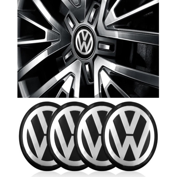 VOLKSWAGEN LOGOLU 56 MM 4 ADET JANT GÖBEK STICKER ürün görseli