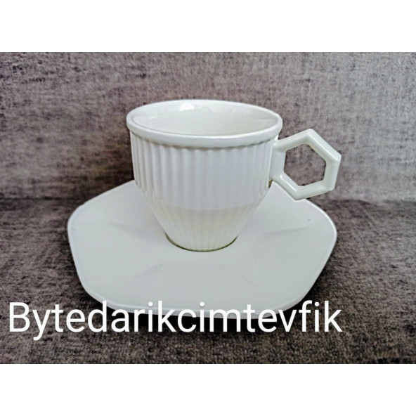 ÇİFTÇİLER BEYAZ PORSELEN KAHVE FİNCAN TAKIMI ÇUBUK