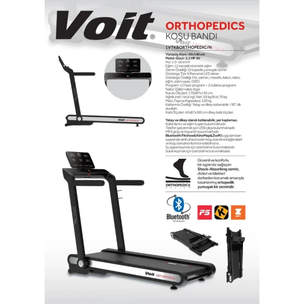 Voit Ortopedik Zeminli Otomatik Eğimli Koşu Bandı (1VTKBORTHOPEDIC/N) - 6