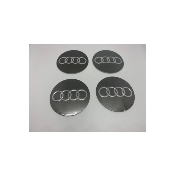 AUDI LOGOLU 4 ADET 56 MM JANT GÖBEK STICKER (GREY) ürün görseli