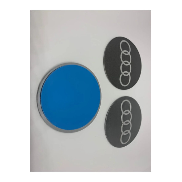 AUDI LOGOLU 4 ADET 56 MM JANT GÖBEK STICKER (GREY) - Resim 2
