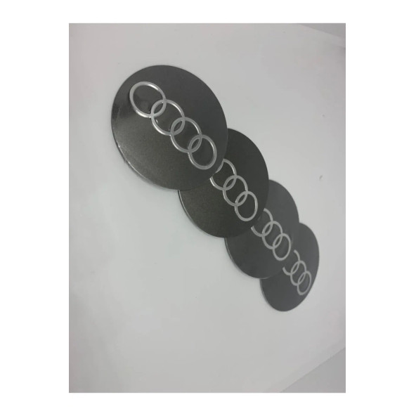 AUDI LOGOLU 4 ADET 56 MM JANT GÖBEK STICKER (GREY) - Resim 3