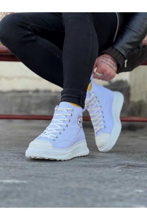 WG017 Beyaz Erkek Yarım Bilek Casual Ayakkabı - Resim 3