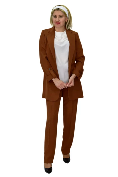 Kadın Ceket Pantolon Bluz 3 Lü Takım BGL-ST03808 - Resim 4